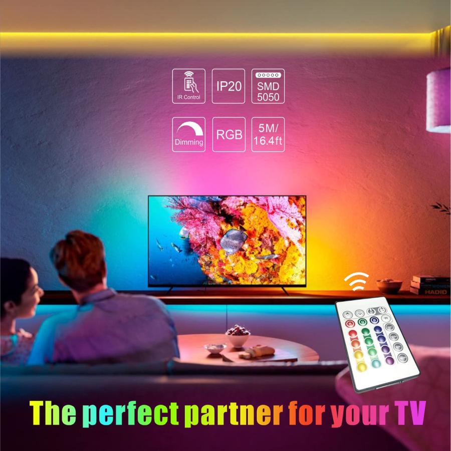 AIMEOKO LED Strip Lights 16.4ft, RGB Color Changing 24V Flexible 並行輸入品｜import-tabaido｜10