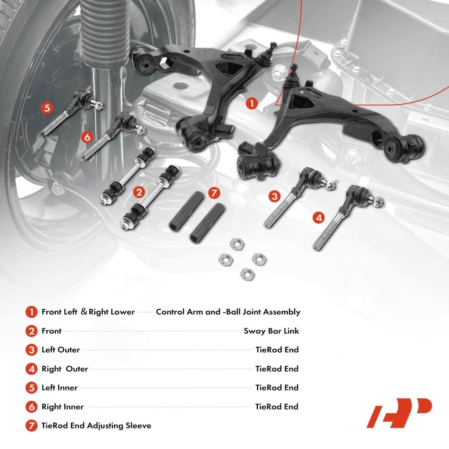 【並行輸入品】A Premium 10Pcs Front Suspension Kit, Lower Control Arm Sway Barの画像