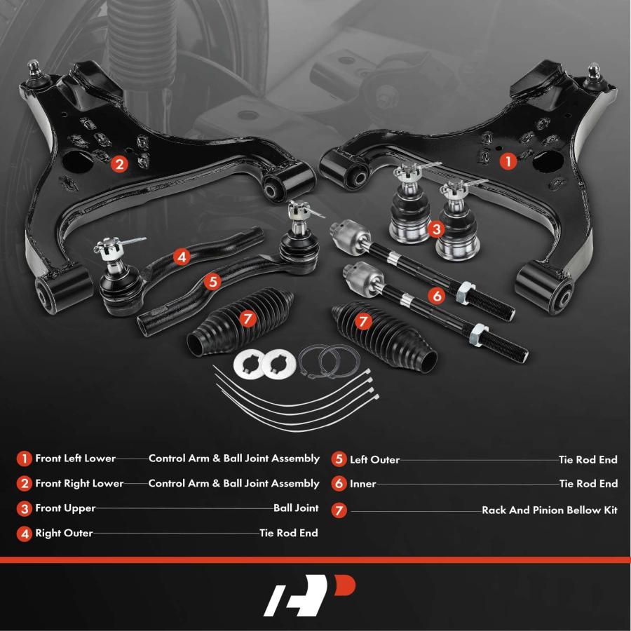 【並行輸入品】A Premium Set of 10, Front Lower Control Arm, Upper Ball Joint,の画像