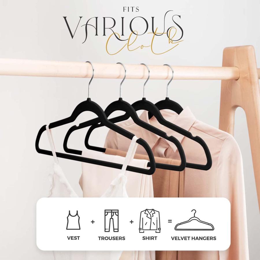 【並行輸入品】House Day ブラックベルベットハンガー 20個パック HOUSE DAY Premium Velvet Hangers,_6