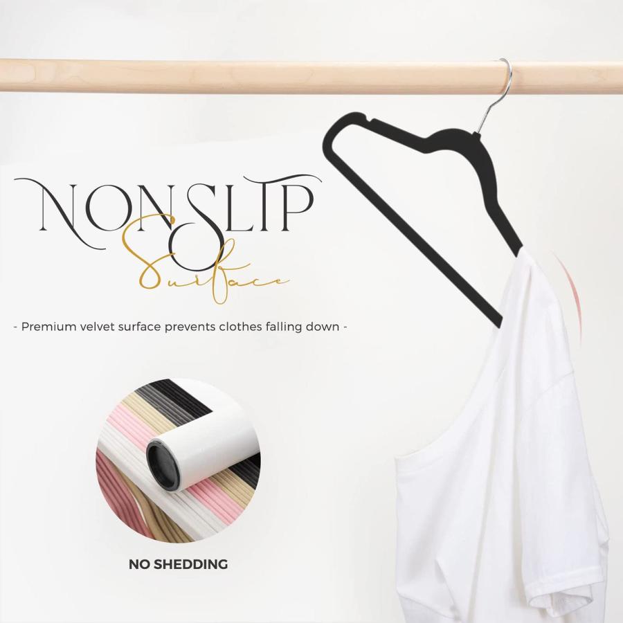 【並行輸入品】House Day ブラックベルベットハンガー 20個パック HOUSE DAY Premium Velvet Hangers,_9