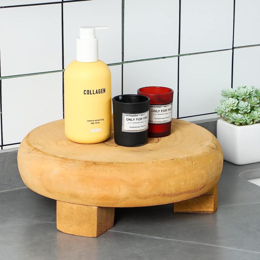 並行輸入品】桐材 円形 台座 ライザー 11 x 4インチ 木製