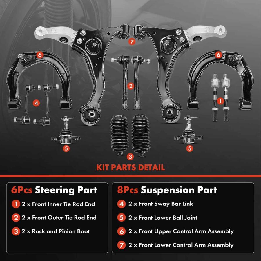 【並行輸入品】A Premium Set of 14, Front Upper Lower Control Arm Assembly, Swaの画像
