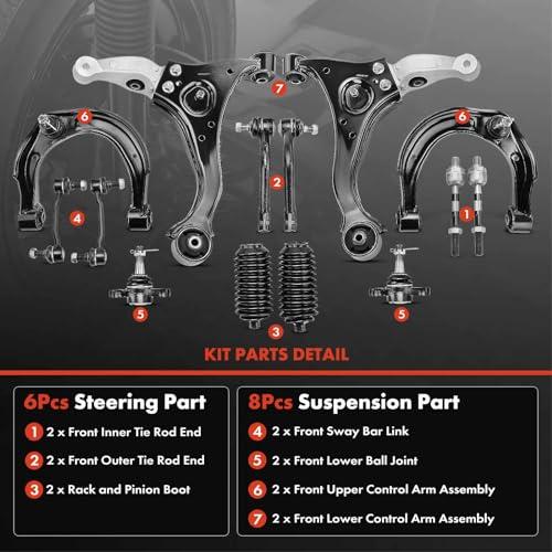 【並行輸入品】A Premium Set of 14, Front Upper Lower Control Arm Assembly, Swaの画像