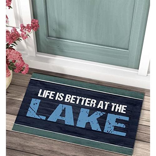 【並行輸入品】Welcome to The Lake House Napa Skin Super Absorbent Bath Mat,17x | Welcome | 07