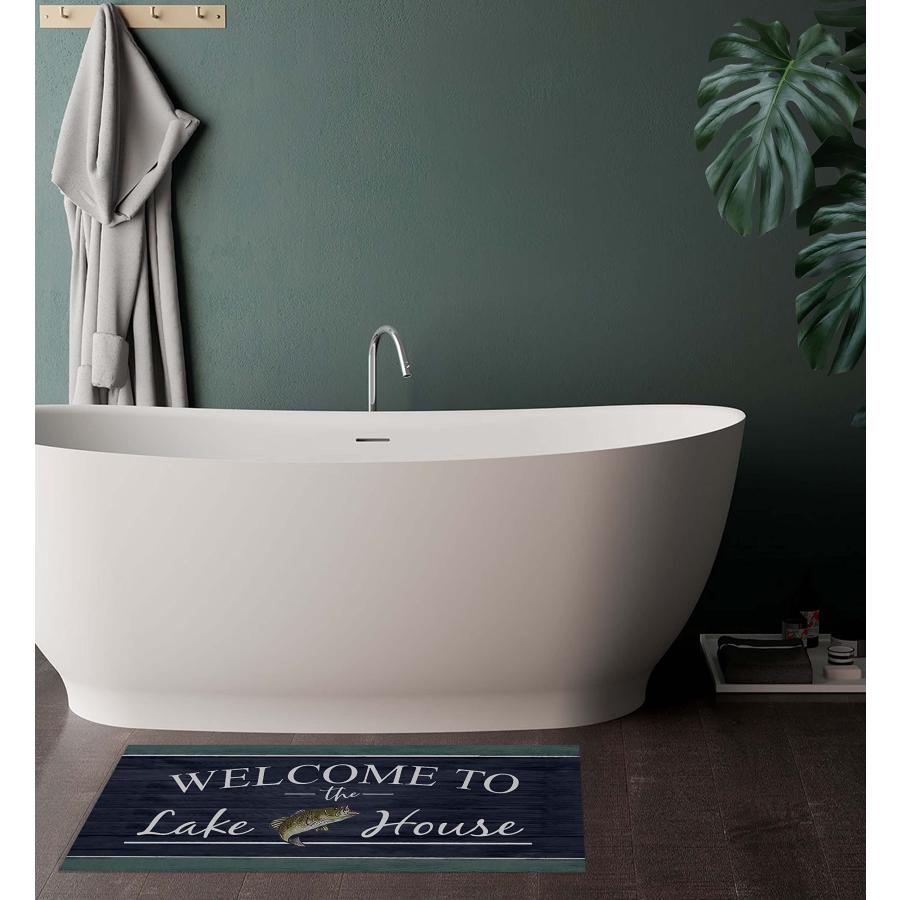 【並行輸入品】Welcome to The Lake House Napa Skin Super Absorbent Bath Mat,17x | Welcome | 09