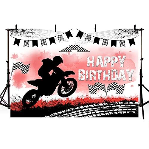 MEHOFOND Happy Birthday Backdrop Dirt Bike Party Decorations Mot 並行輸入品｜import-tabaido｜05