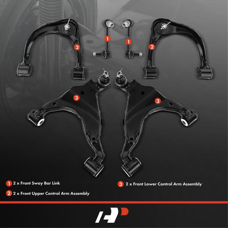 【並行輸入品】A Premium Set of 6, Front Upper Lower Control Arm, Sway Bar Linkの画像