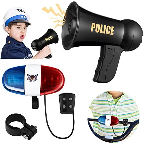【並行輸入品】Kathfly バイク 警察サウンドライト ごっこ遊び 警察官のメガホン LEDバイクホーン LEDライト6個 4音 トランペットの画像