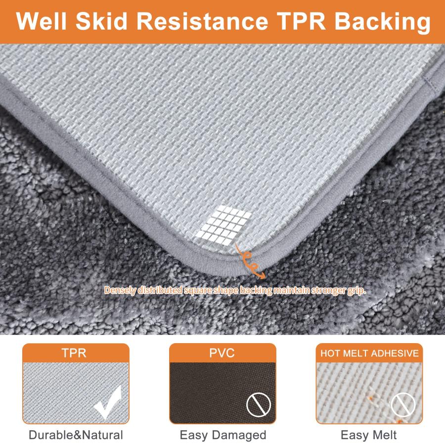 【並行輸入品】BEQHAUSE Bathroom Rugs Soft\u0026 Absorbent Non Slip Bath Mats for Baの画像