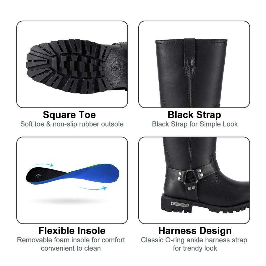 【並行輸入品】Dream Apparel Men's 11in Harness Motorcycle Boots for Riding， Sq_9