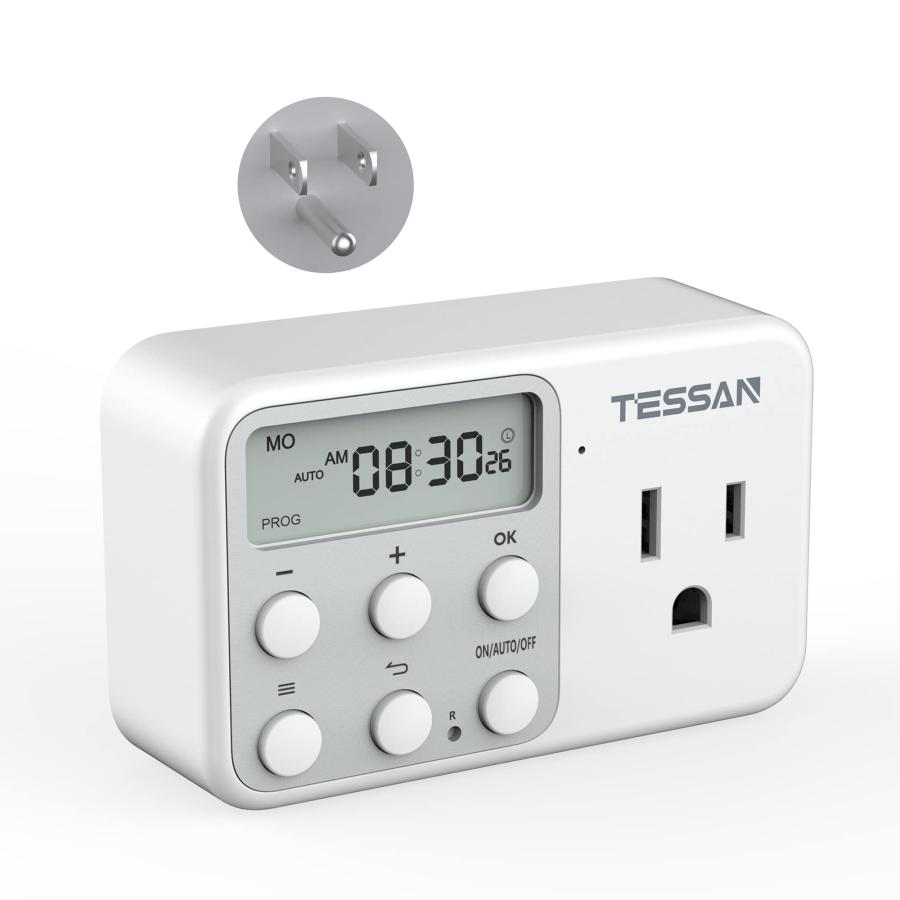 【並行輸入品】Digital Timer Outlet, TESSAN Light Plug Support 24 Hour an ...