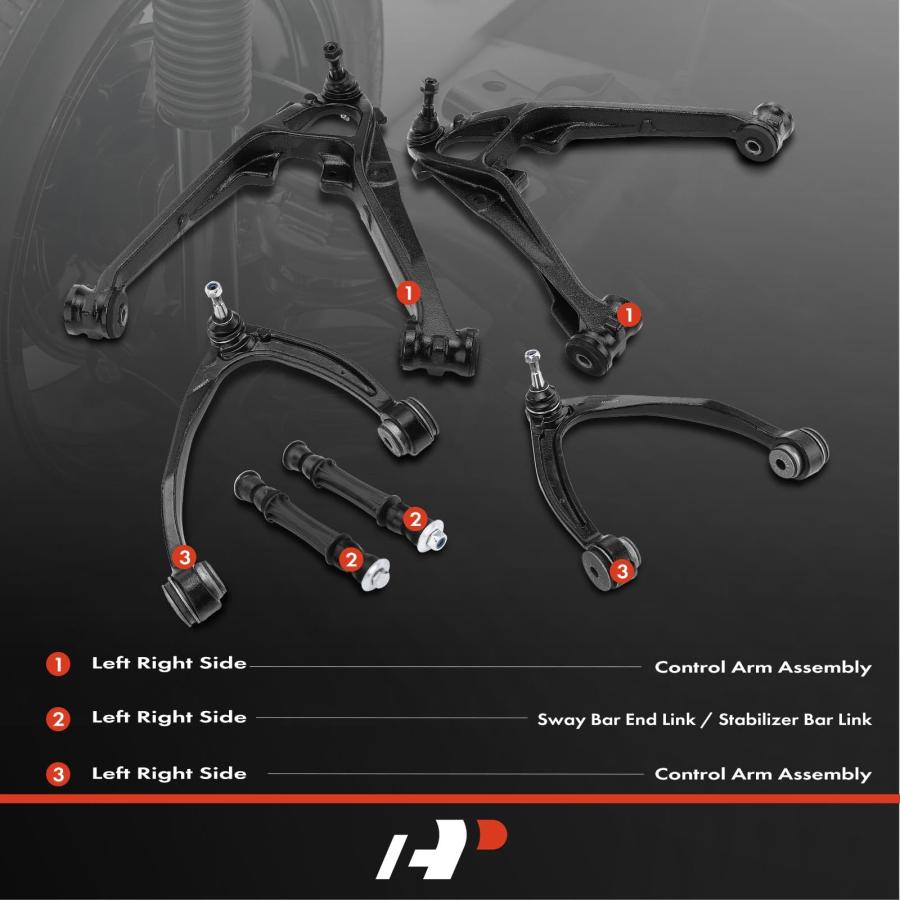 【並行輸入品】A Premium Set of 6, Front Upper Lower Control Arm, Sway Bar Linkの画像