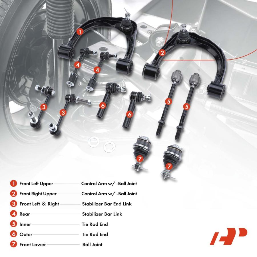 【並行輸入品】A Premium Set of 12, Front Upper Control Arm, Lower Ball Joint,の画像