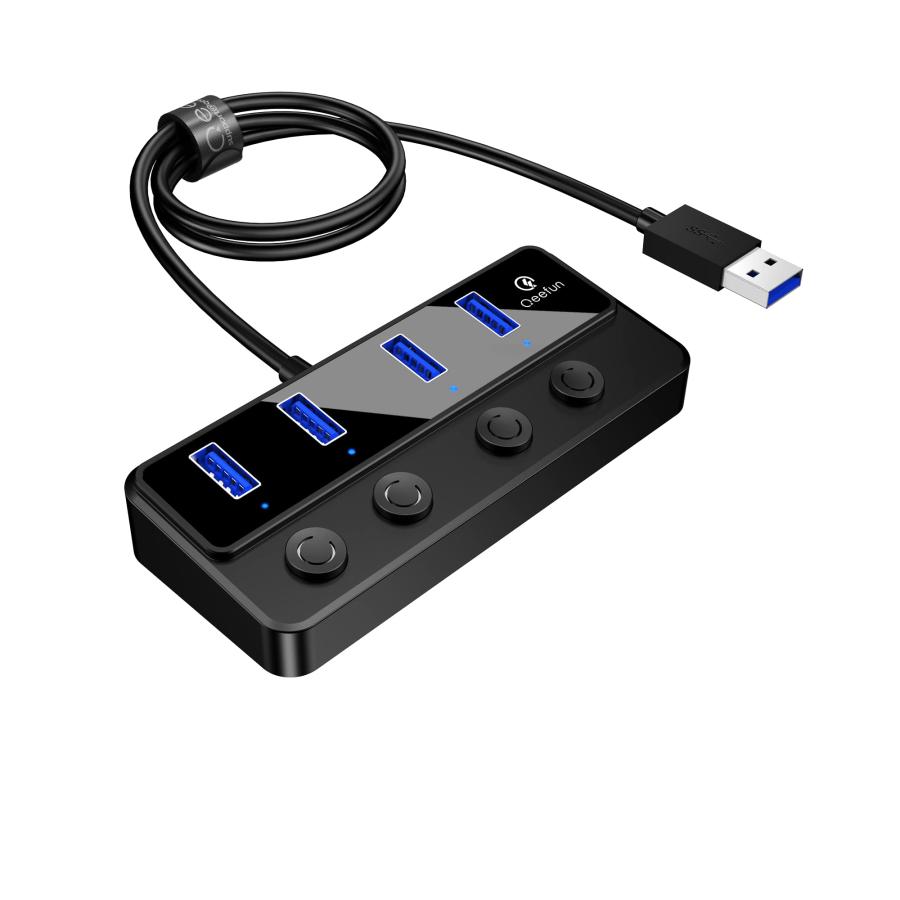 4ポート USBデータハブ 個別のLEDライト付き電源スイッチ Sabrent 4