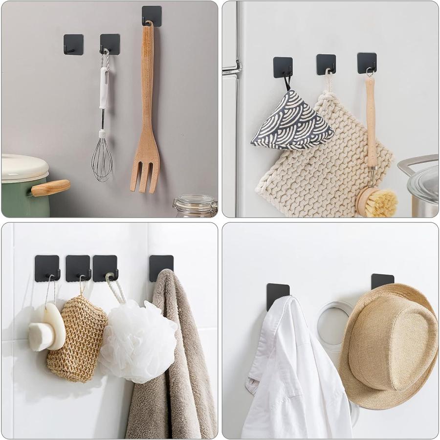 並行輸入品】VIS'V Adhesive Hooks Black Self Adhesive Shower Wall