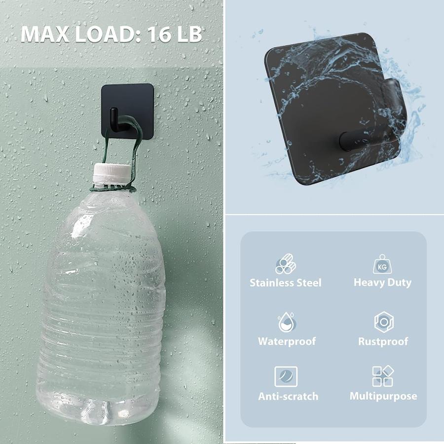 並行輸入品】VIS'V Adhesive Hooks Black Self Adhesive Shower Wall