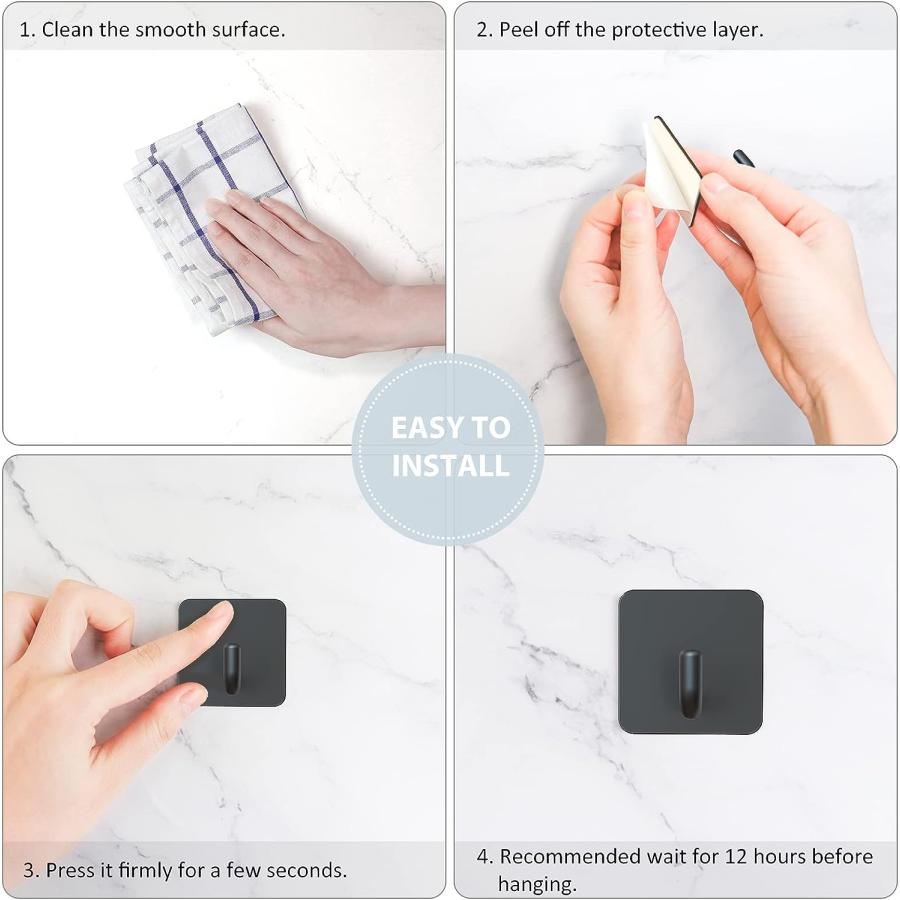 並行輸入品】VIS'V Adhesive Hooks Black Self Adhesive Shower Wall