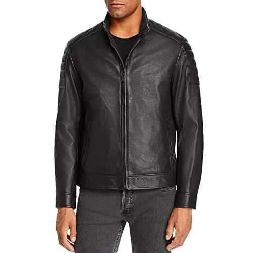並行輸入品】Cole Haan Men's Racer Leather Jacket L : Import