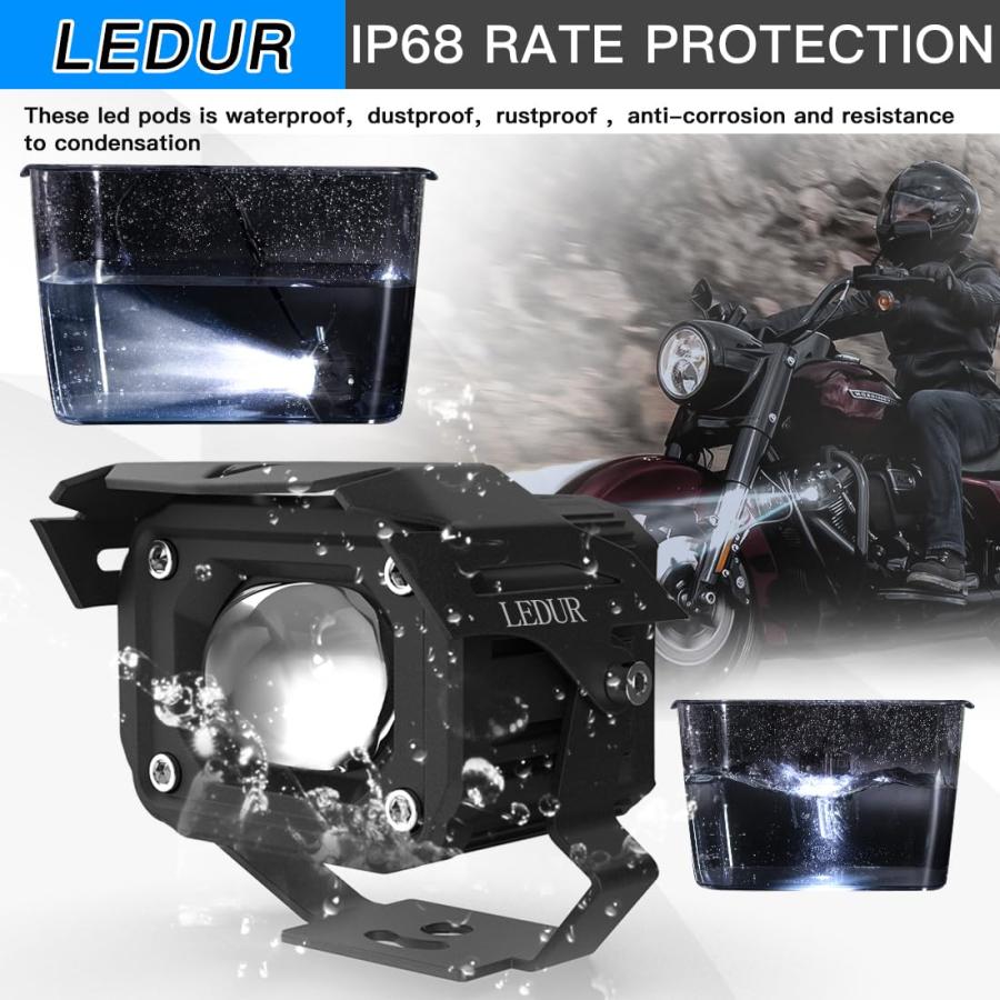 LEDUR Motorcycle Driving Fog LED Lights Motorcycle Auxiliary Spo