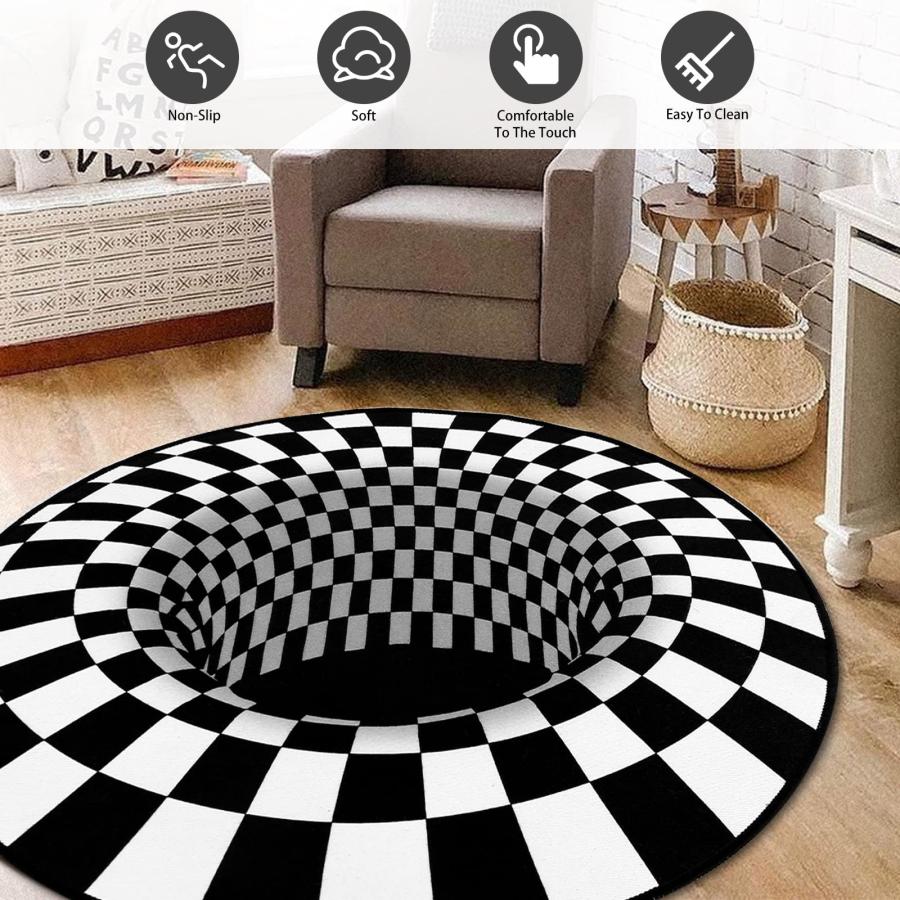 並行輸入品】3D Visual Optical Floor Mat, 3D Vortex Illusion Rug 