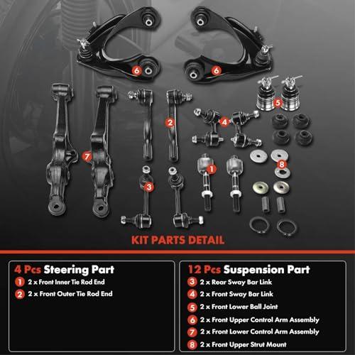 【並行輸入品】A Premium 16Pcs Front Rear Suspension Kit, Upper Lower Control Aの画像
