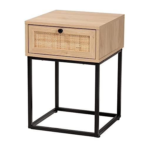 【並行輸入品】Baxton Studio Amelia End Table， 1 Drawer， Natural Brown/Black_1