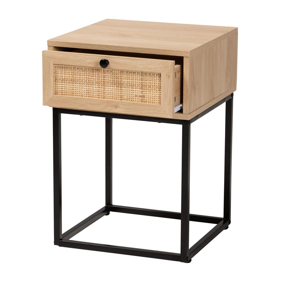【並行輸入品】Baxton Studio Amelia End Table， 1 Drawer， Natural Brown/Black_3