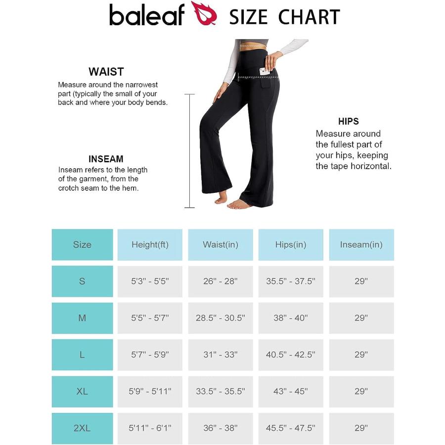 【並行輸入品】BALEAF Women's Flare Leggings with Pockets Flare Pants Bootcut Y