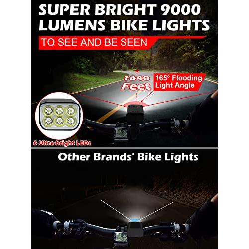 【並行輸入品】9000 Lumens Bike Lights Front and Back for Night Riding， 5200 mA_4
