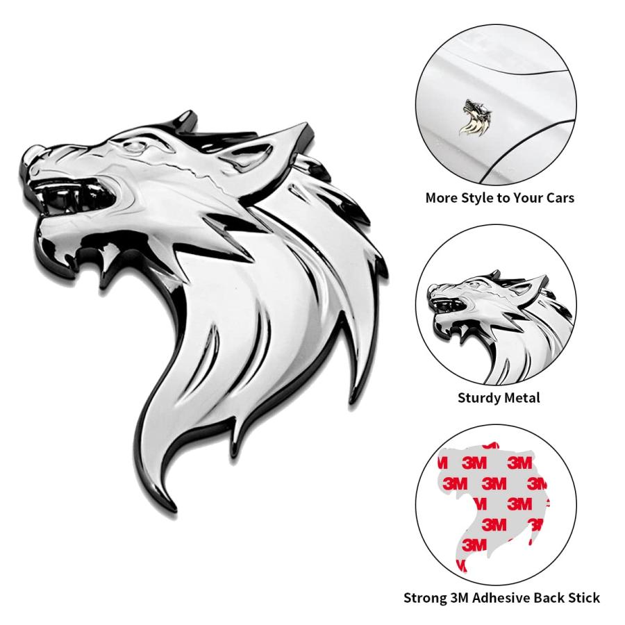 ブランド登録なし - 【並行輸入品】3D Raised \u0026 Strong Adhesive Decals, Wolf Head Emblem Decal Stick
