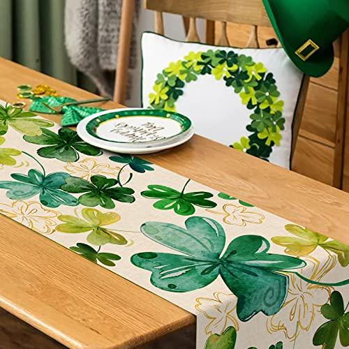 Seliem St. Patrick's Day Shamrock Clover Table Runner, Green Kitc 並行輸入品｜import-tabaido｜08