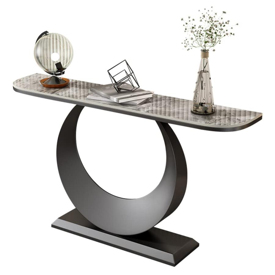 【並行輸入品】LITFAD Scratch Resistant Glam Slate/Metal Entrance Table Modern_3