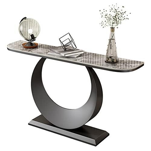 【並行輸入品】LITFAD Scratch Resistant Glam Slate/Metal Entrance Table Modern_4