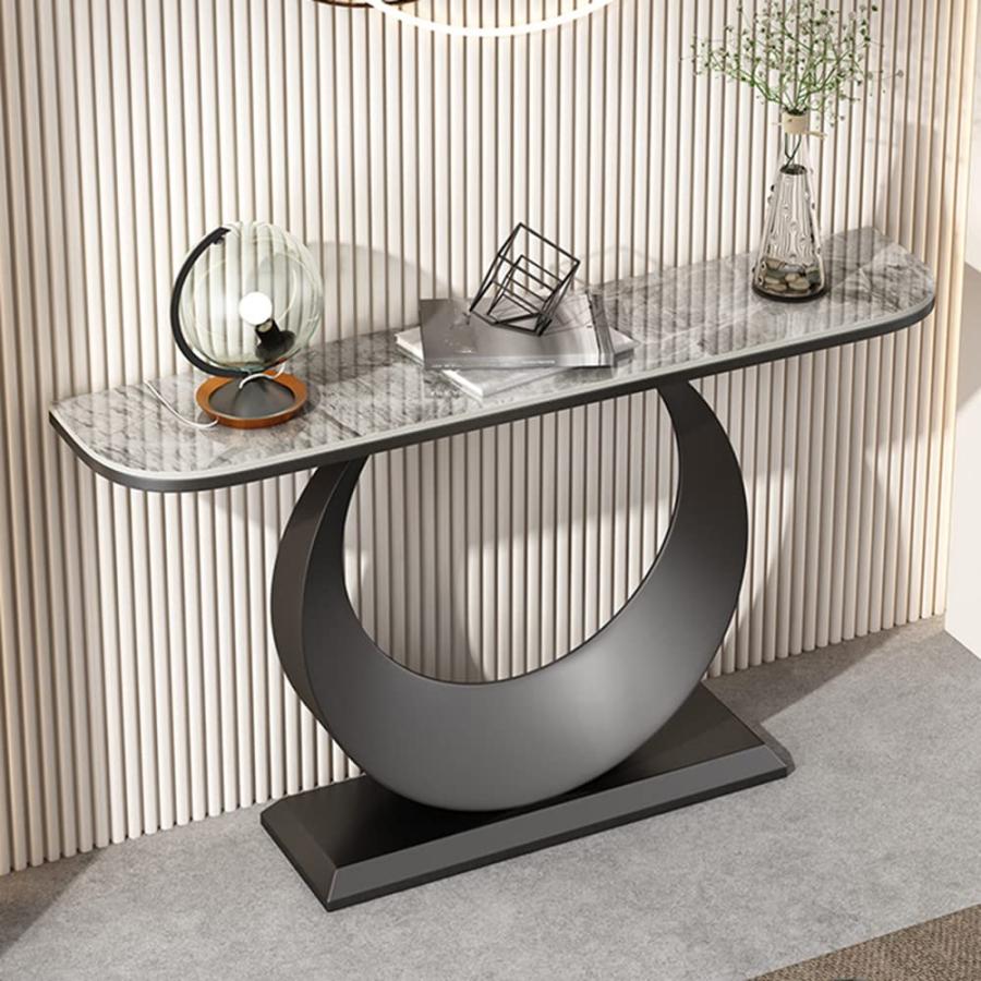 【並行輸入品】LITFAD Scratch Resistant Glam Slate/Metal Entrance Table Modern_6