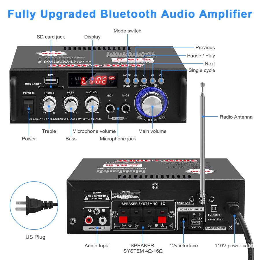 HiFi Bluetooth Audio Amplifier 298A Mini Stereo Amp RMS 40W Max  並行輸入品｜import-tabaido｜10