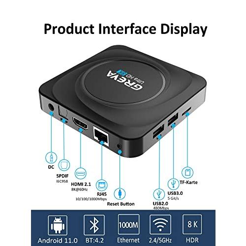 GREVA Android TV Box 11.0 4K 6K 8K HDR Android Boxes Support WiF 並行輸入品｜import-tabaido｜05