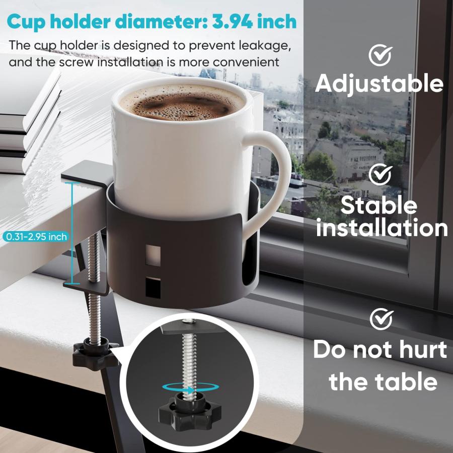 【並行輸入品】Large Desk Cup Holder, YYP Anti Spill Cup Holder for Desk or Tabの画像
