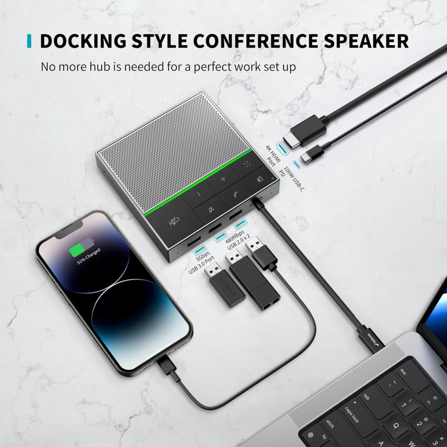 HiDock Conference Speaker and Microphone, Full Duplex Noise Redu 並行輸入品｜import-tabaido｜04