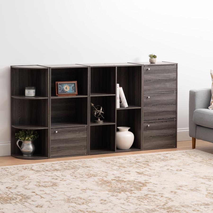 【並行輸入品】IRIS USA コーナー本棚 3段 ホームシェルフ アッシュグレー IRIS USA Corner Bookcase， 3 Ti_9