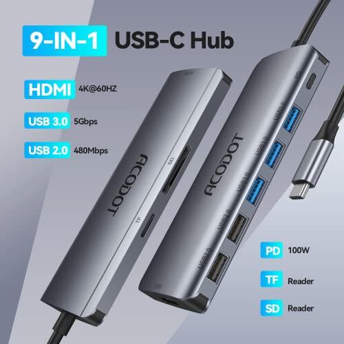 Acodot USB Cハブ 9 IN 1 USB ハブ Type C PD 100W 急速充電   4K@60HZ HDMI ハ 並行輸入品｜import-tabaido｜05