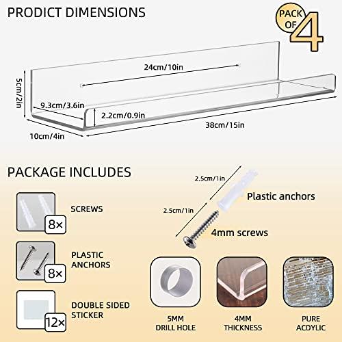 【並行輸入品】LUOBAO Acrylic 15\" Invisible Floating Wall Ledge Display Shelvesの画像