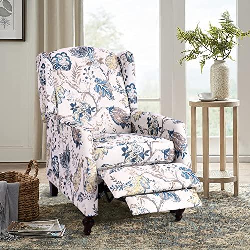 【新品】クラッシックラウンジチェア　リクライニングW布張り、コットンパッド枕付き 並行輸入品】Consofa 布張りウィングバックリクライニングチェア、伝統