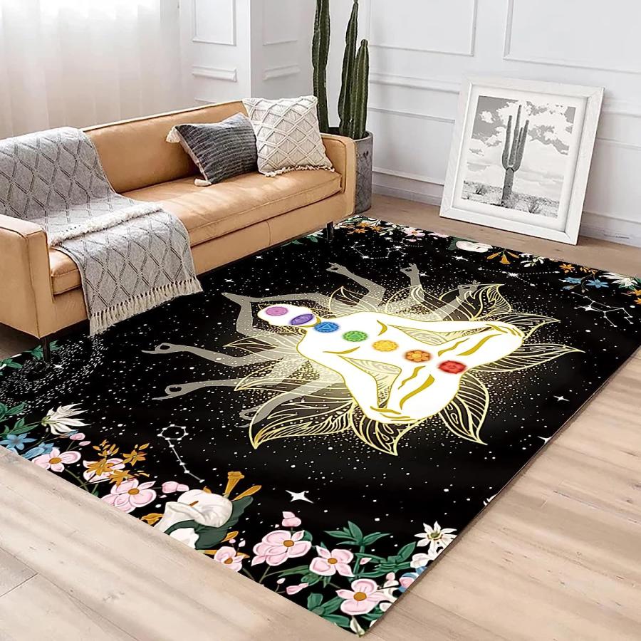 【並行輸入品】Chakra Meditation Spiritual Yoga Print Area Rugs Floor Mat Non-S ...