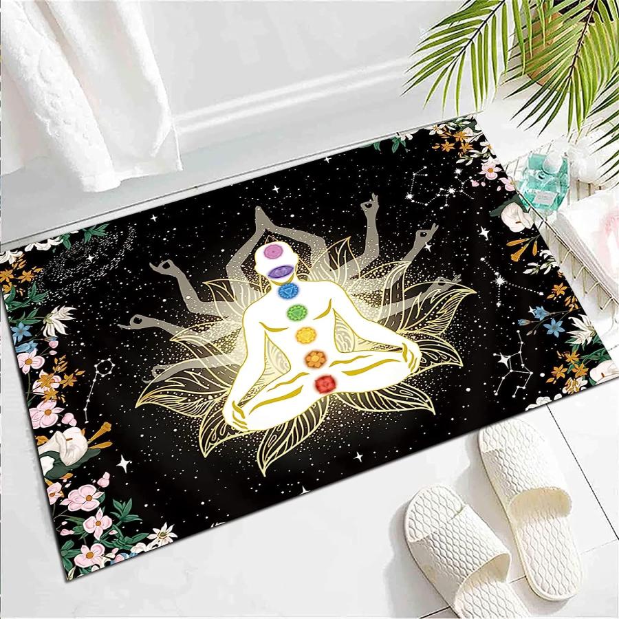 【並行輸入品】Chakra Meditation Spiritual Yoga Print Area Rugs Floor Mat Non-S ...