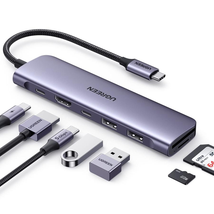 UGREEN USB Cハブ 7 IN 1 USB ハブ Type C PD100W急速充電 USB C 5Gbps