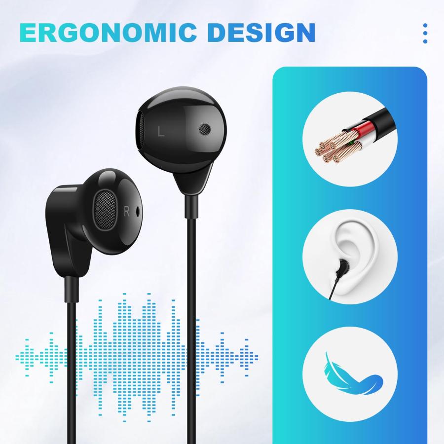 XNMOA Earbuds Wired Headphones with Microphone,in Ear Stereo Noi 並行輸入品｜import-tabaido｜04
