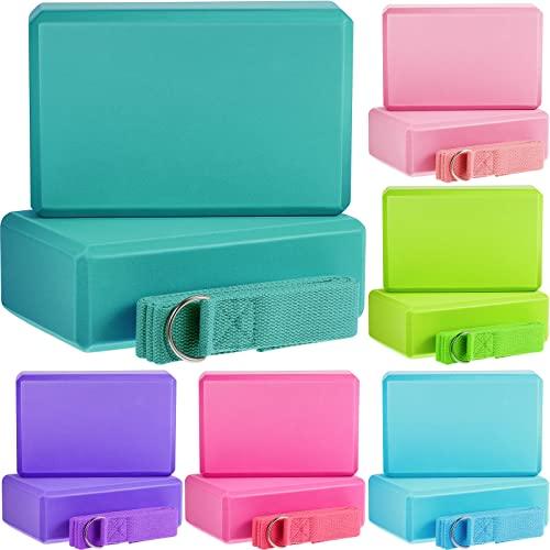 【並行輸入品】ヨガブロックとヨガストラップ18点セット EVAフォーム ヨガブロック 9 x 6 x 3インチ 滑り止め ヨガブロック 8フィー