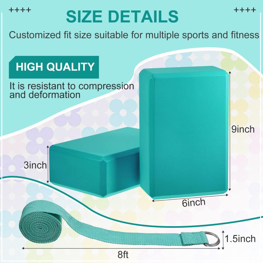 【並行輸入品】ヨガブロックとヨガストラップ18点セット EVAフォーム ヨガブロック 9 x 6 x 3インチ 滑り止め ヨガブロック 8フィー