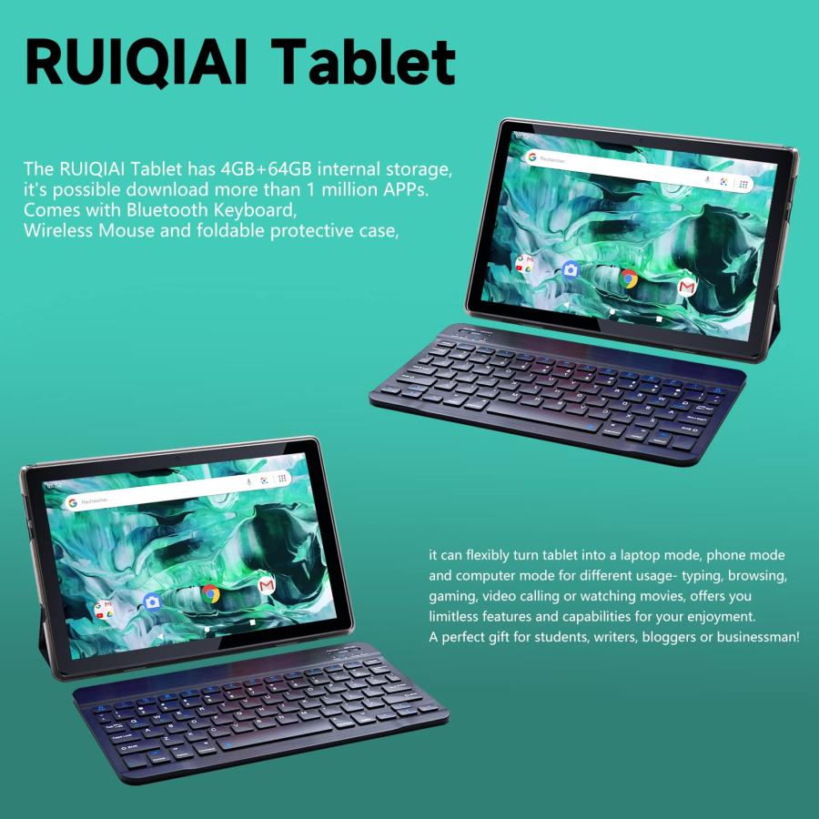 2 in 1 Tablet 10 Inch, Android 11.0 Tablet with Keyboard Case, 4 並行輸入品｜import-tabaido｜04